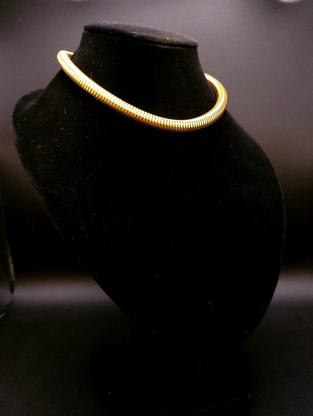 Vintage Napier Gold Tone Round Snake Chain Choker Necklace 12-14”